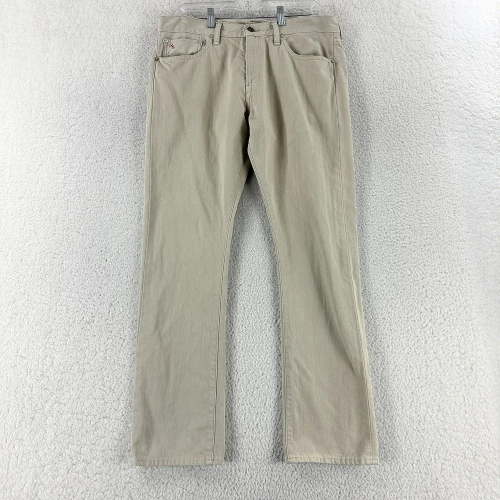 Polo Ralph Lauren Jeans Men Size 34x30‎ Beige Denim Slim Straight Casual Vintage